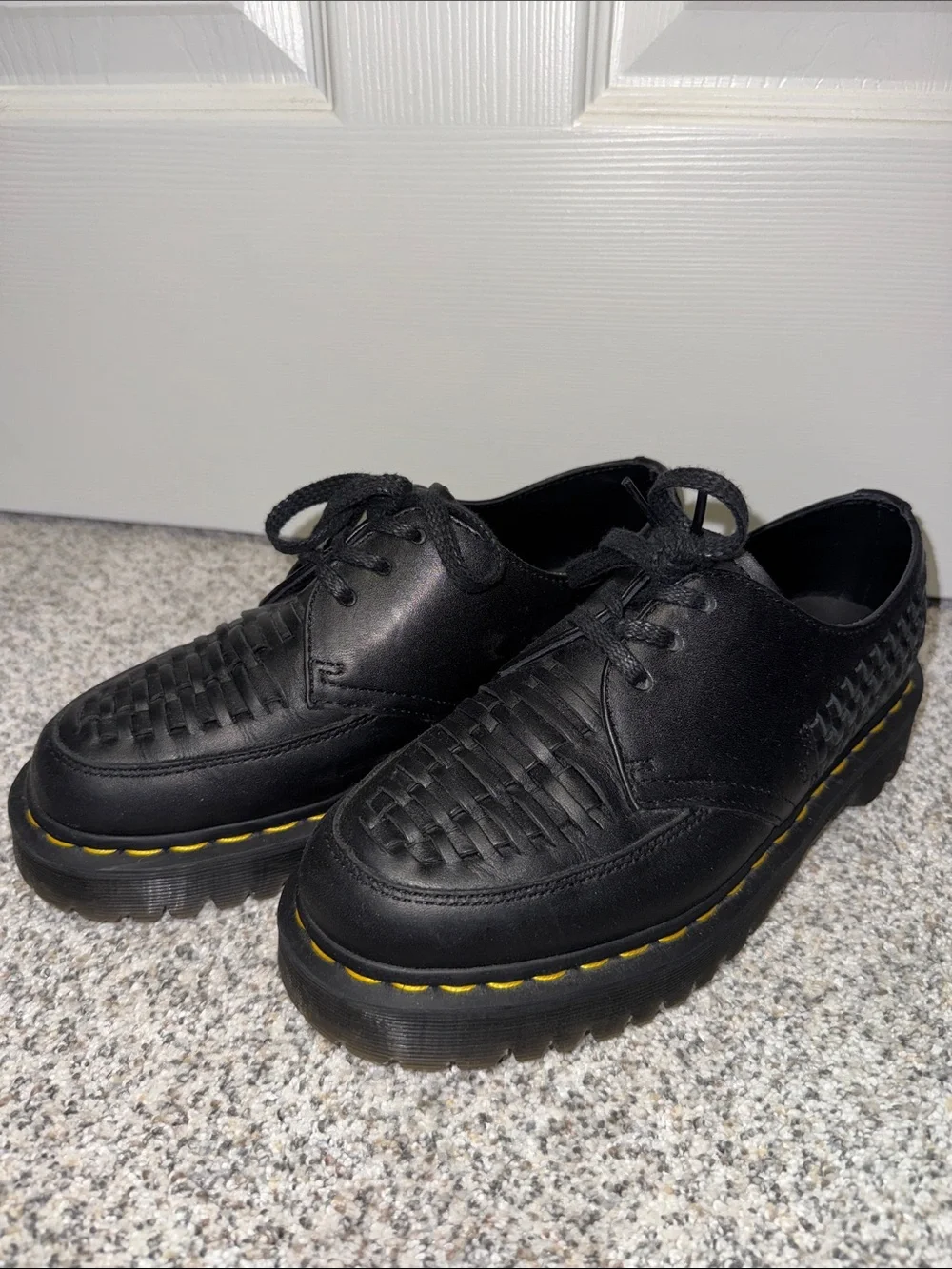 Dr. Martens Black Woven Lace-Up Platform Shoes